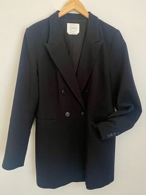 1901 double breasted textured crepe blazer XL